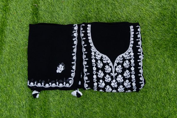 Unstitched Salwar Suit in Pure Viscose Georgette with Allover Chikankari Work - Image 5