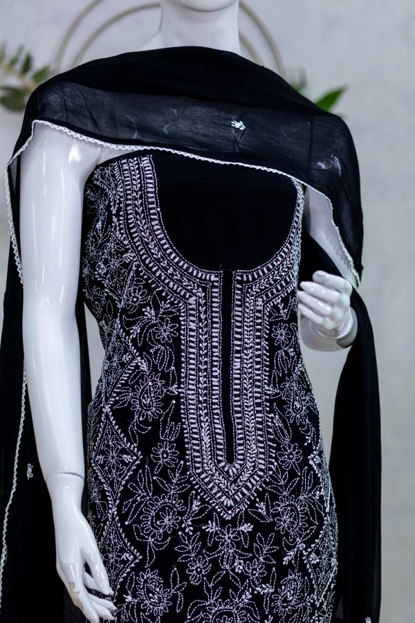 Unstitched Salwar Suit in Pure Viscose Georgette with Allover Chikankari Work - Image 6