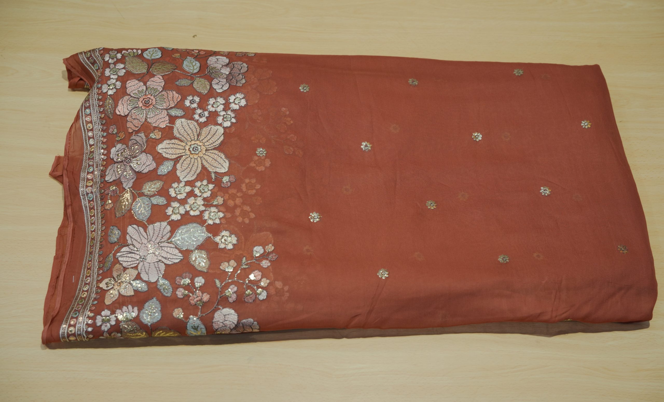 Pure Viscose Georgette Fabric with, daman embroidery - Image 3