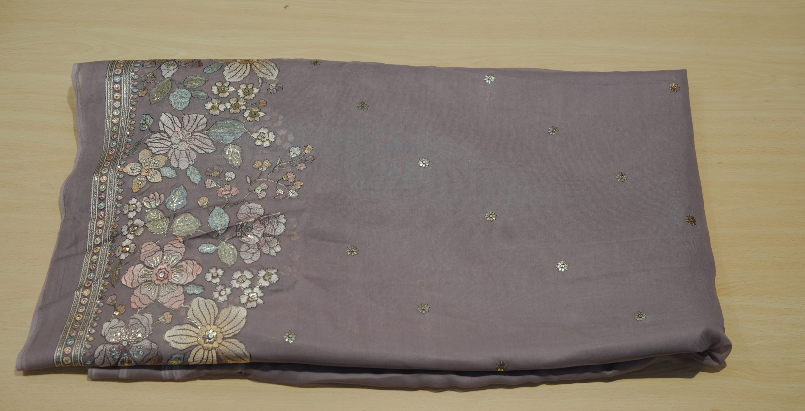 Pure Viscose Georgette Fabric with, daman embroidery