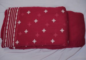 Banarasi Malai-Chanderi Fabric with White Embroidery & One-Side Border