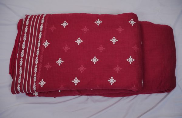 Banarasi Malai-Chanderi Fabric with White Embroidery & One-Side Border - Image 2