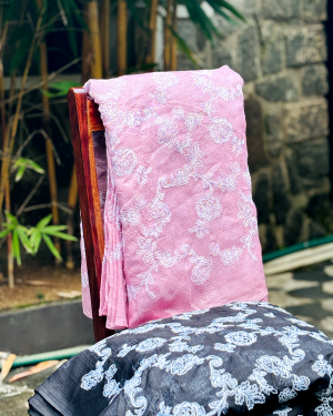 Kota Fabric adorned with floral embroidery