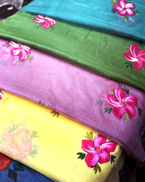 Organza Fabric with Brush Paint