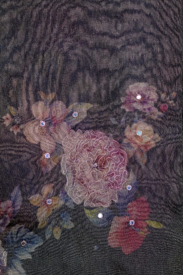 Semi Tissue Saree with Digital Floral Print & Hand Embroidery - Image 3