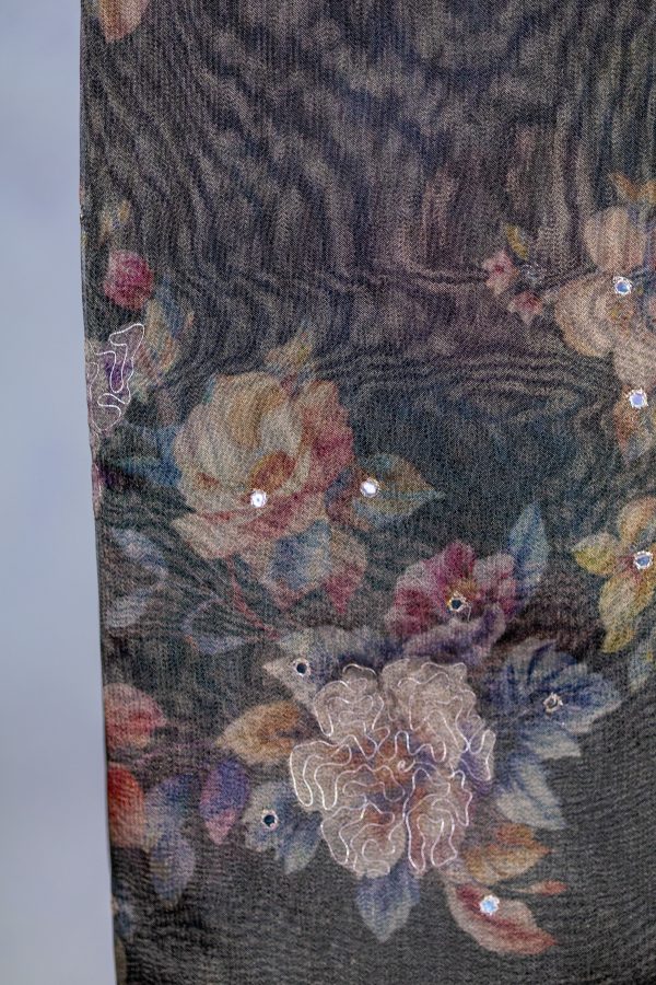 Semi Tissue Saree with Digital Floral Print & Hand Embroidery - Image 2