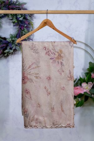 Semi Tissue Saree with Digital Floral Print & Sequin Work