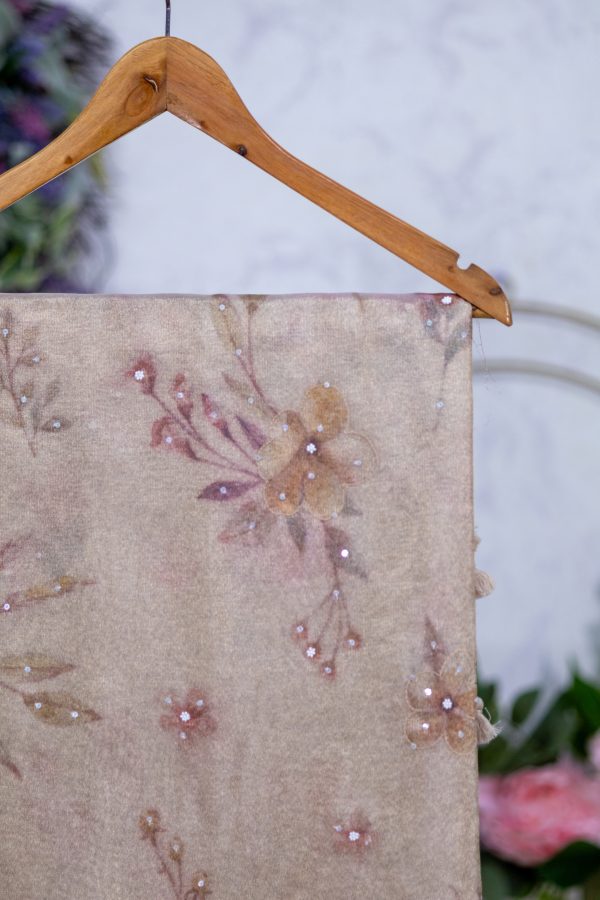 Semi Tissue Saree with Digital Floral Print & Mirror Detailing - Image 7
