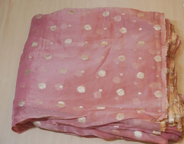 Pure Tissue Jacquard Fabric with beads work daman - Image 6