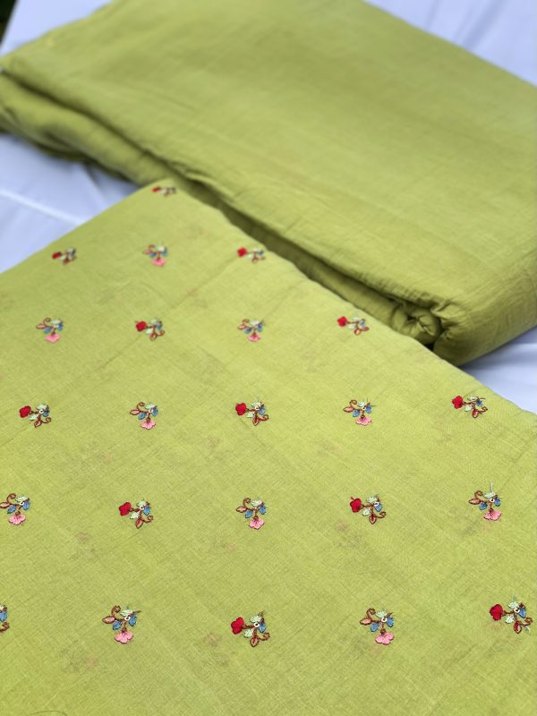 Malai-Chanderi Fabric with Multicolour Floral Embroidery - Image 4