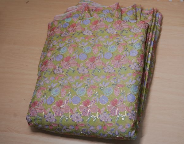 Pure Chinon Fabric position-printed embroidery - Image 8