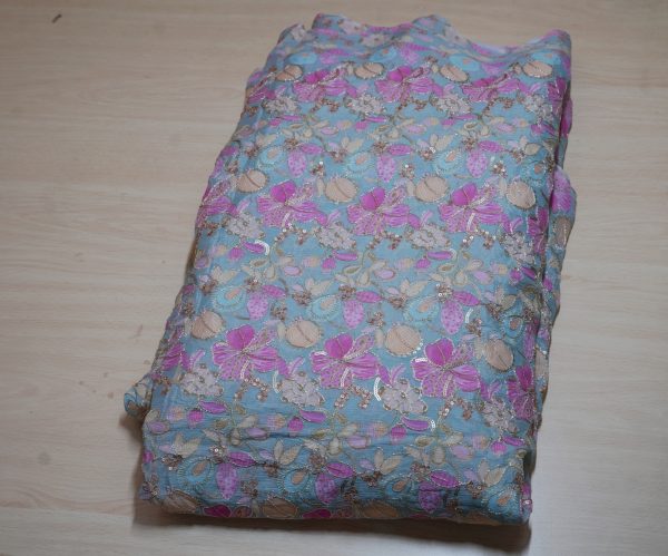 Pure Chinon Fabric position-printed embroidery - Image 7