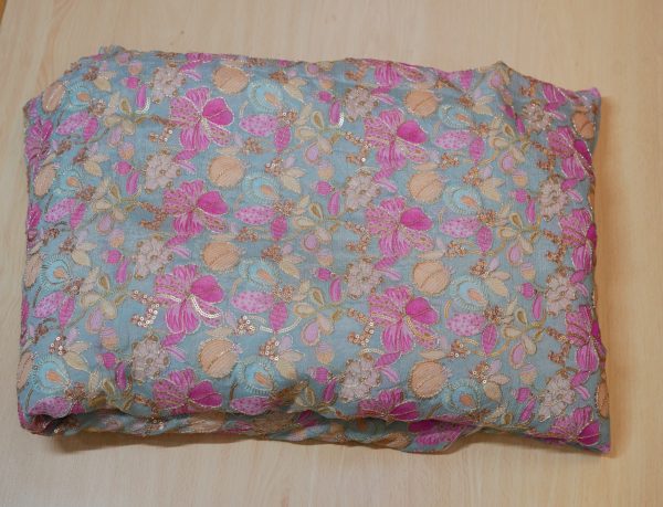 Pure Chinon Fabric position-printed embroidery - Image 5