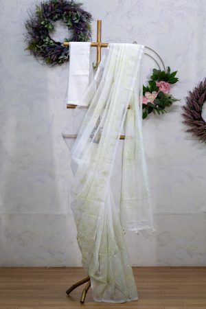 White Supernet Saree