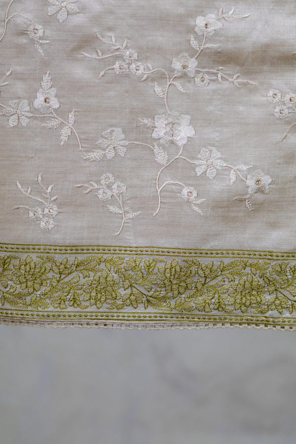Semi-Silk Saree with Allover Embroidery, Lace Border - Image 3