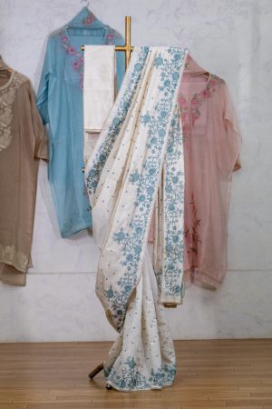 Semi Silk Saree  Embroidery & Lace Border