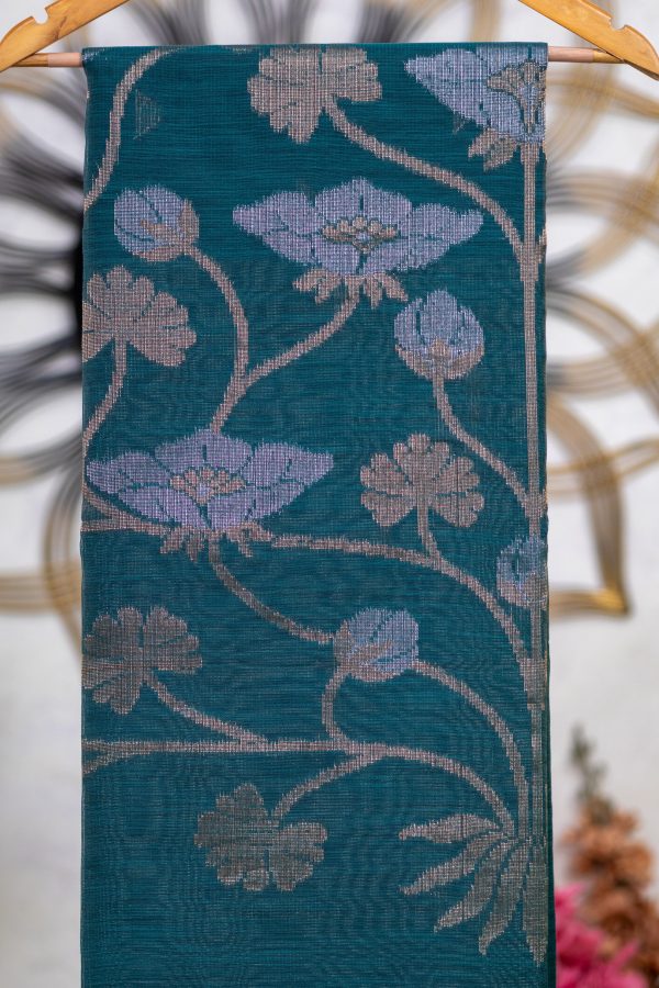 Semi Jute Saree with Antique Butti & Jamdani Pallu - Image 16