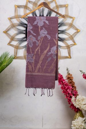 Semi Jute Saree with Antique Butti & Jamdani Pallu