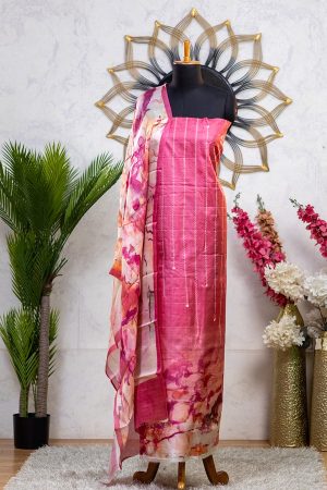 Pure Tussar Silk Salwar Suit with Digital Print & Embroidery