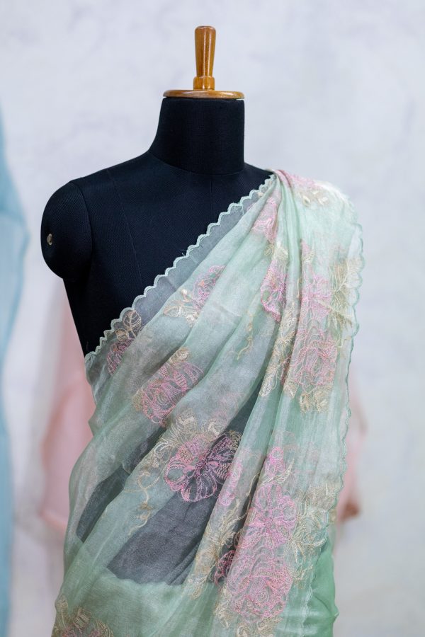 Embroidery Pure Tissue Saree - Image 2
