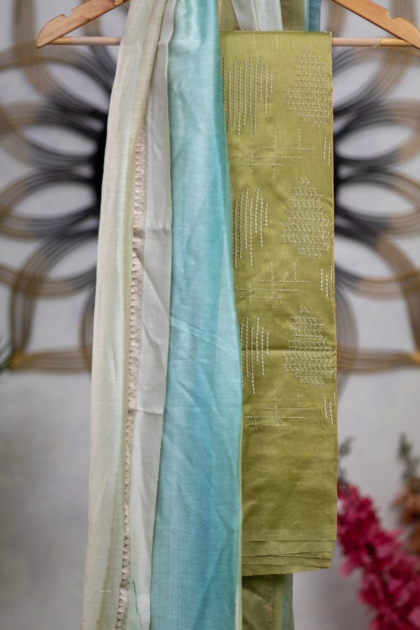 Pure Chanderi Silk Salwar Suit with Self Embroidery - Image 10
