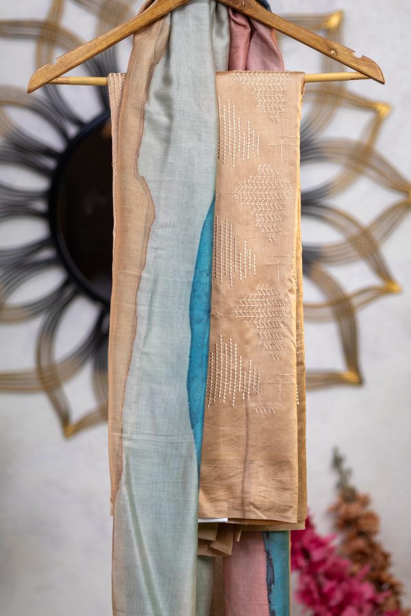 Pure Chanderi Silk Salwar Suit with Self Embroidery - Image 5