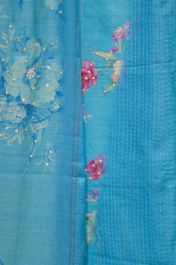 Pure Tussar Silk Salwar Suit with Kantha Work & Digital Print - Image 2