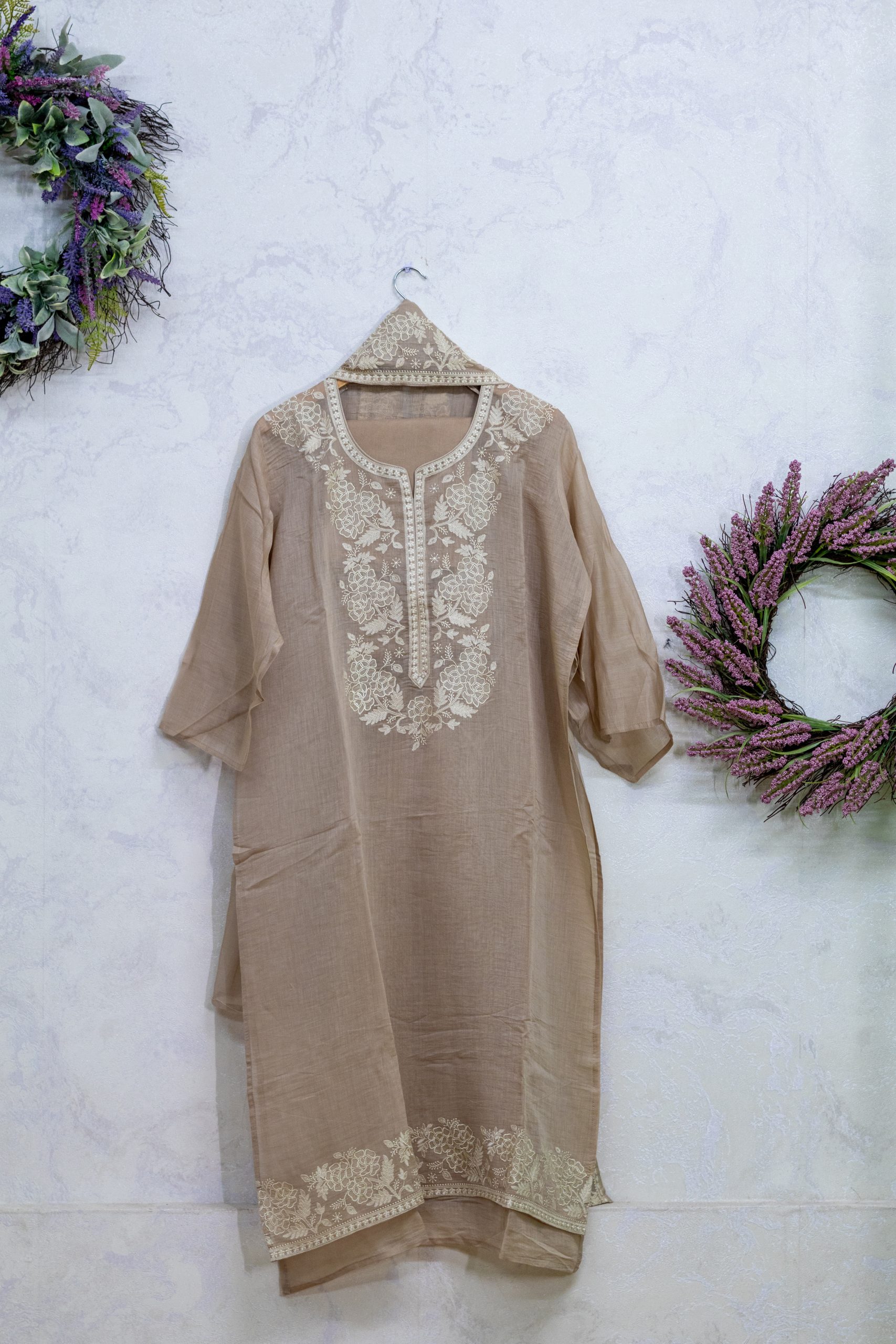 Pure Malai-Chanderi Thread Embroidered - Image 2