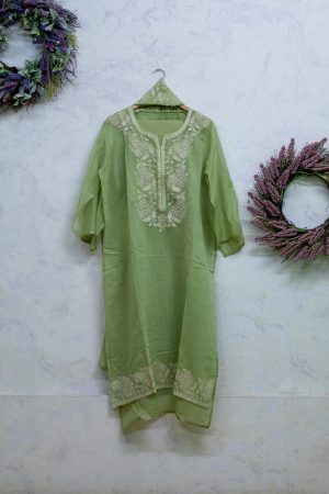 Pure Malai-Chanderi Thread Embroidered