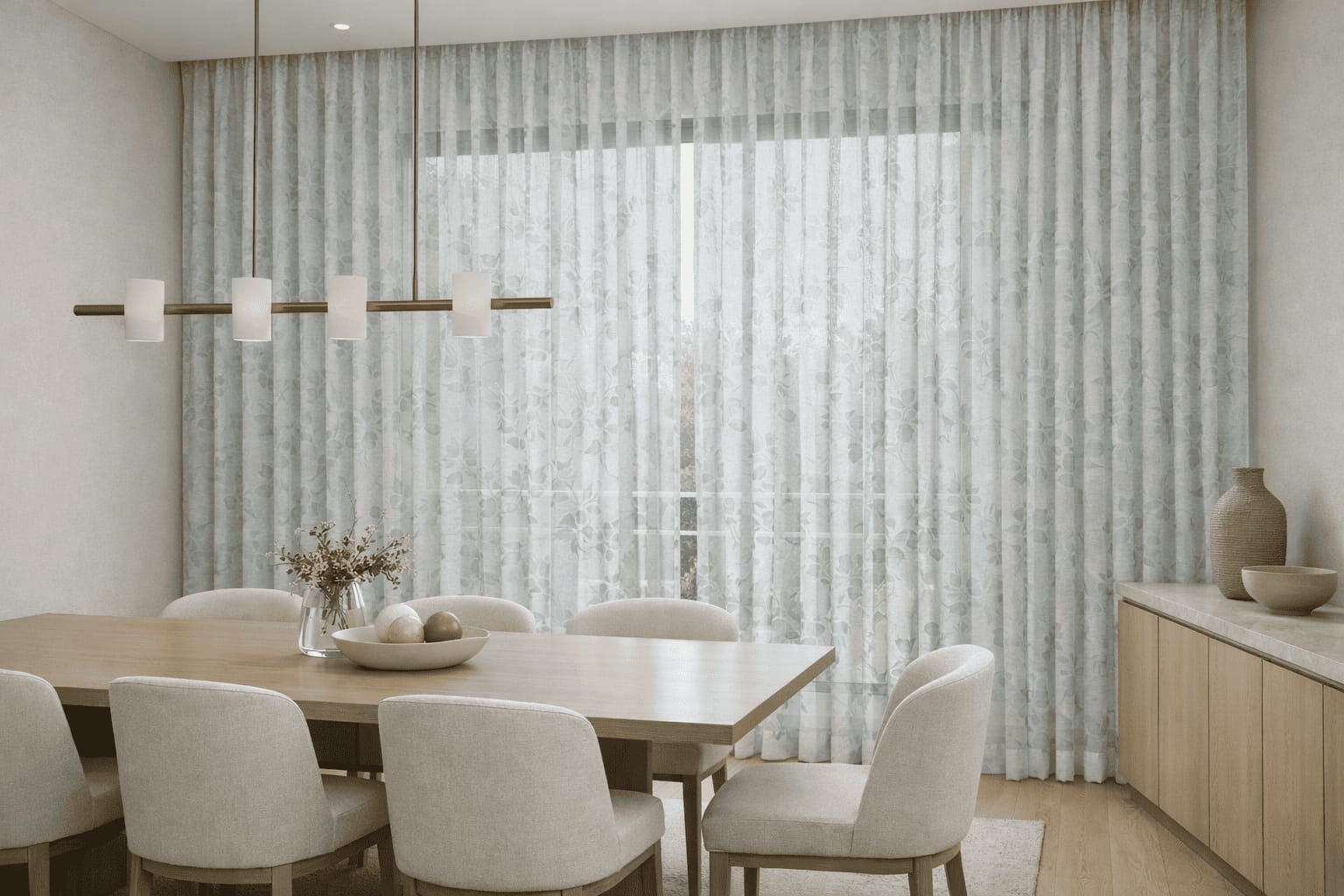 Flowing Botanical Vine Sheer MILANO Curtain Fabric AAREN