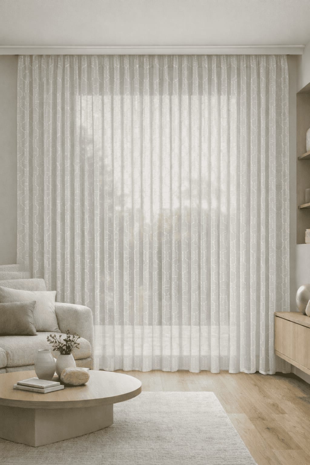 Elongated Hexagon Trellis Sheer MILANO Curtain Fabric & Cushion Fabric PROTON