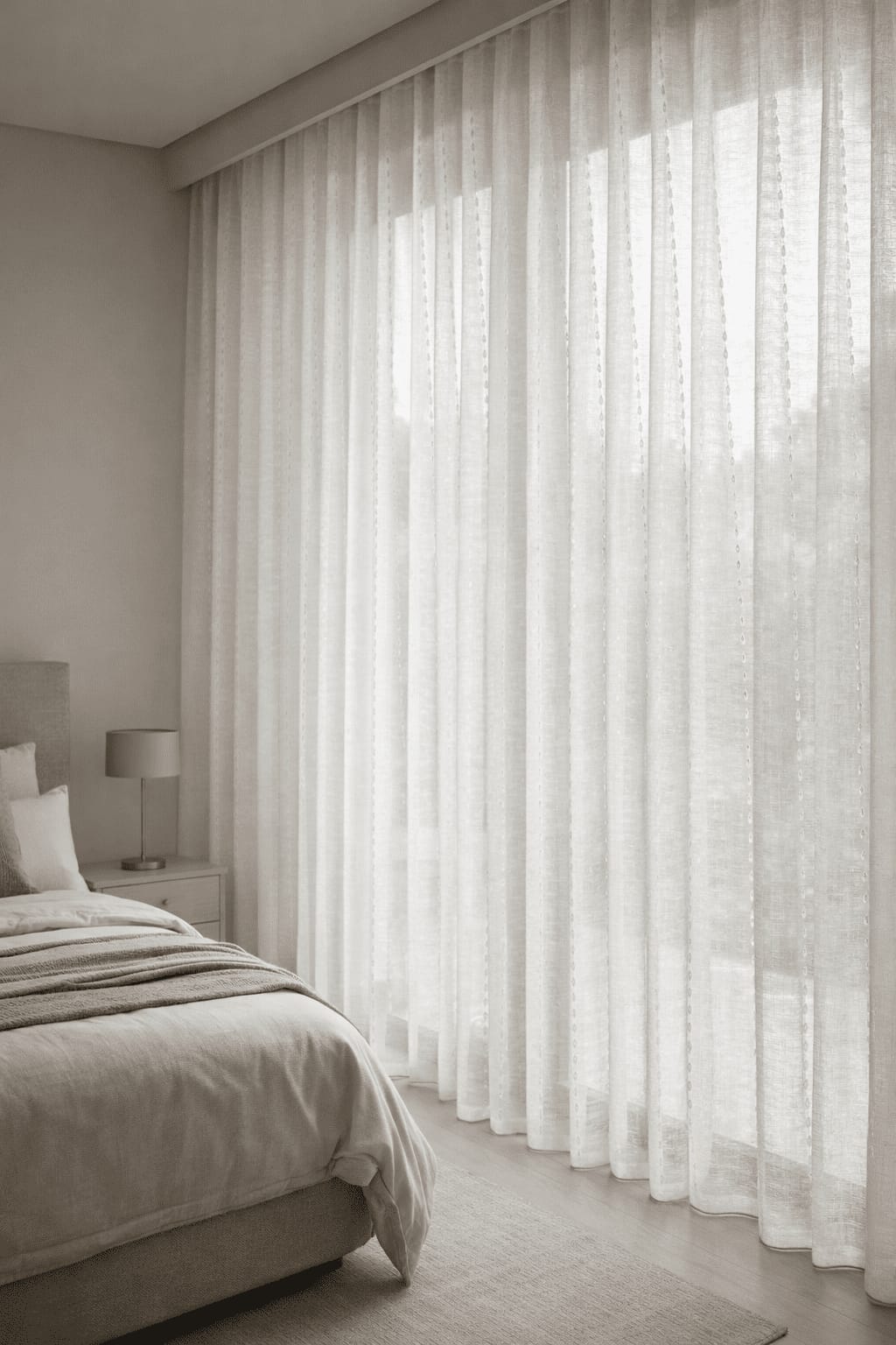 Vertical Textured Stripe Sheer MILANO Curtain Fabric & Cushion Fabric BREEZE