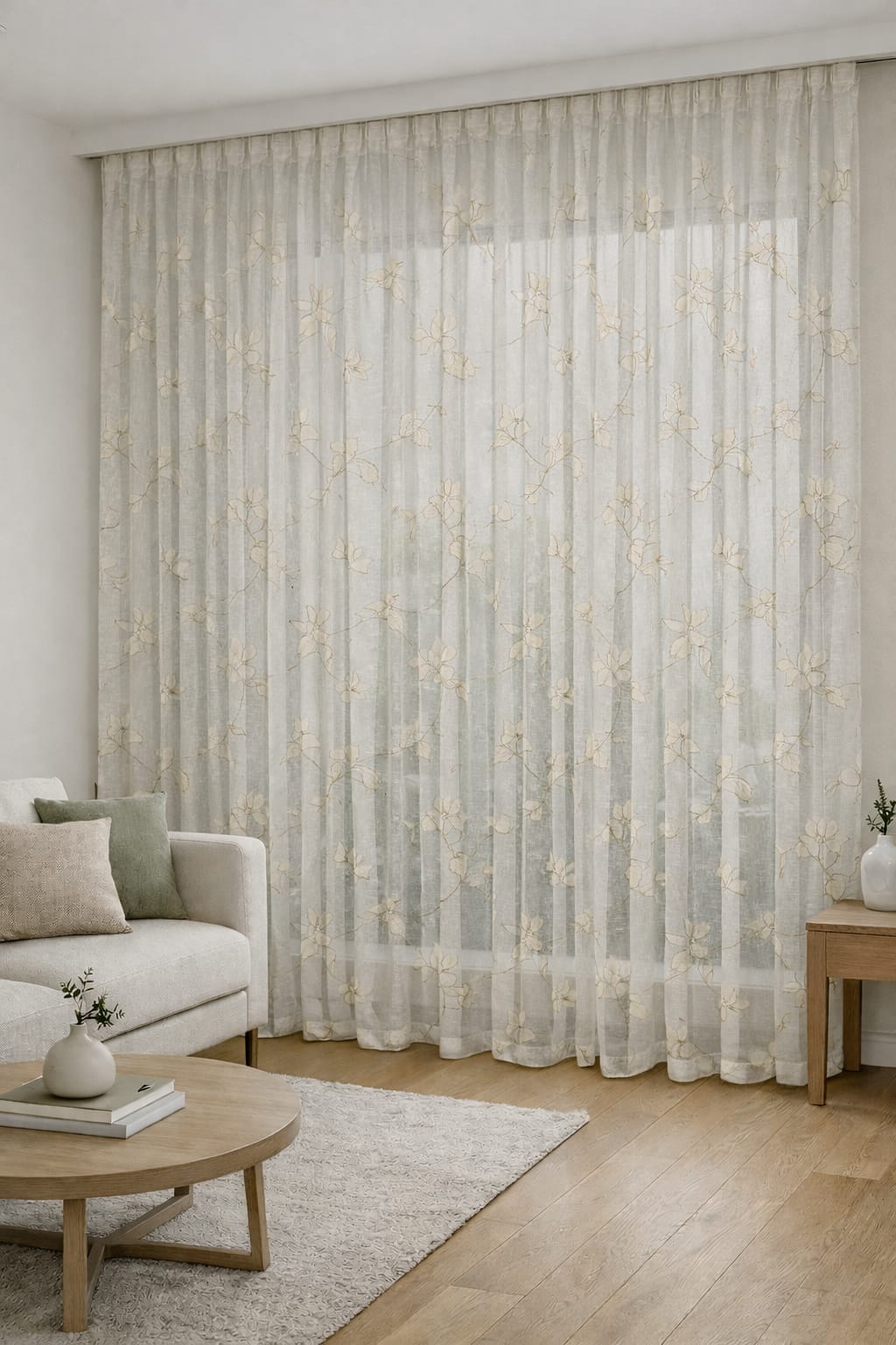 Flowing Floral Vine Sheer MILANO Curtain Fabric & Cushion Fabric FLORET