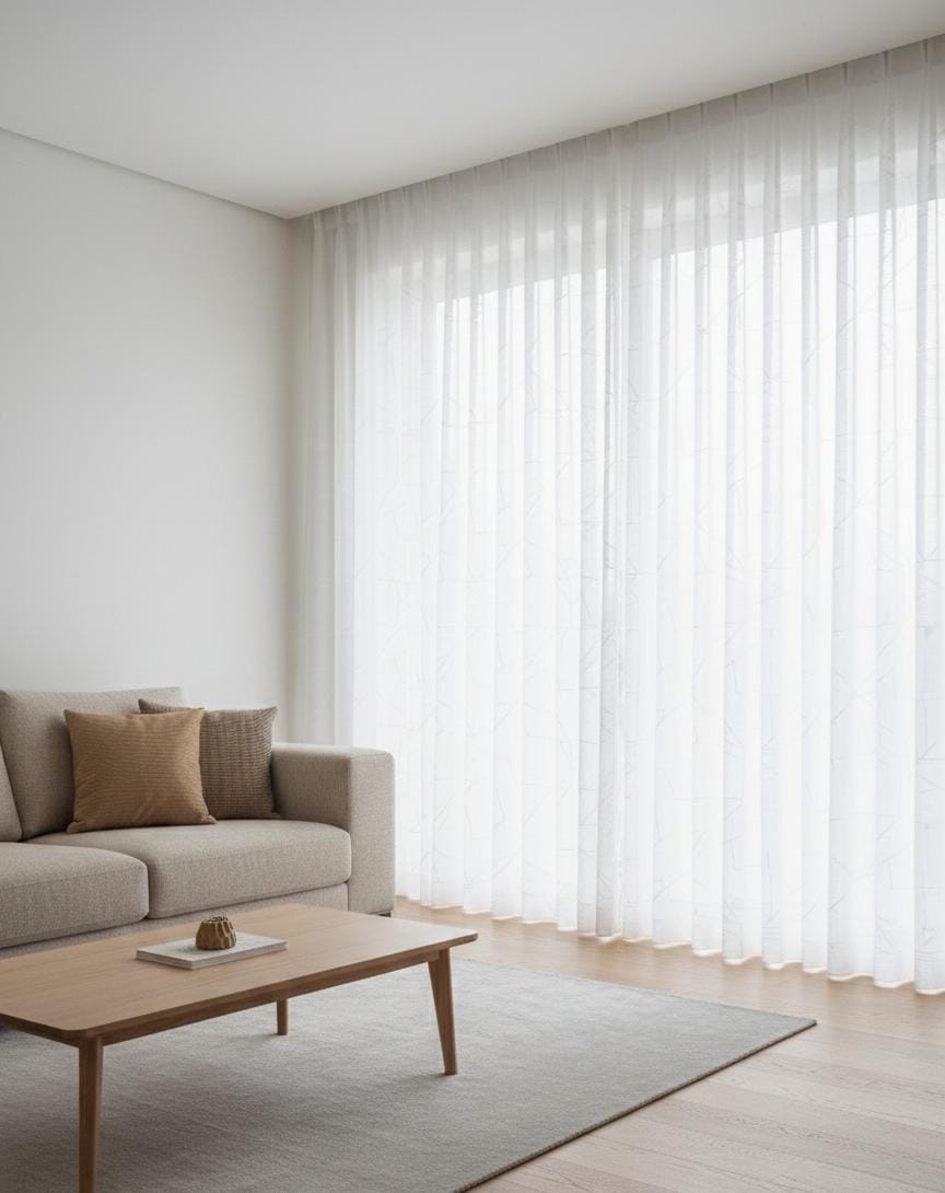 Abstract Crisscross Geometric Sheer MILANO Curtain Fabric & Cushion Fabric  CRISS CROSS