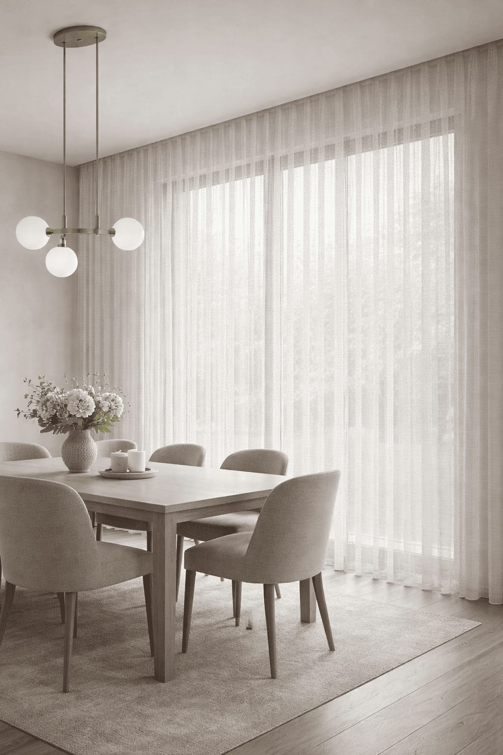 Vertical Mesh Stripe Sheer MILANO Curtain Fabric & Cushion Fabric MESH