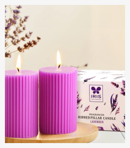 IRIS Lavender Fragranced Pillar Candles Pack of 4