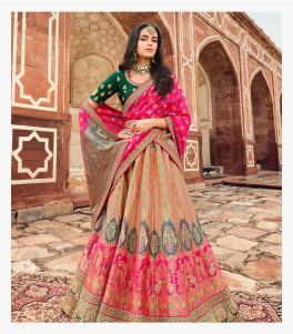 Royal Pink & Green MultiColor Heavy Designer Work Bridal Special Lehenga Choli