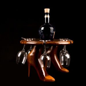 Wooden Champagne Bottle and Glass Rack